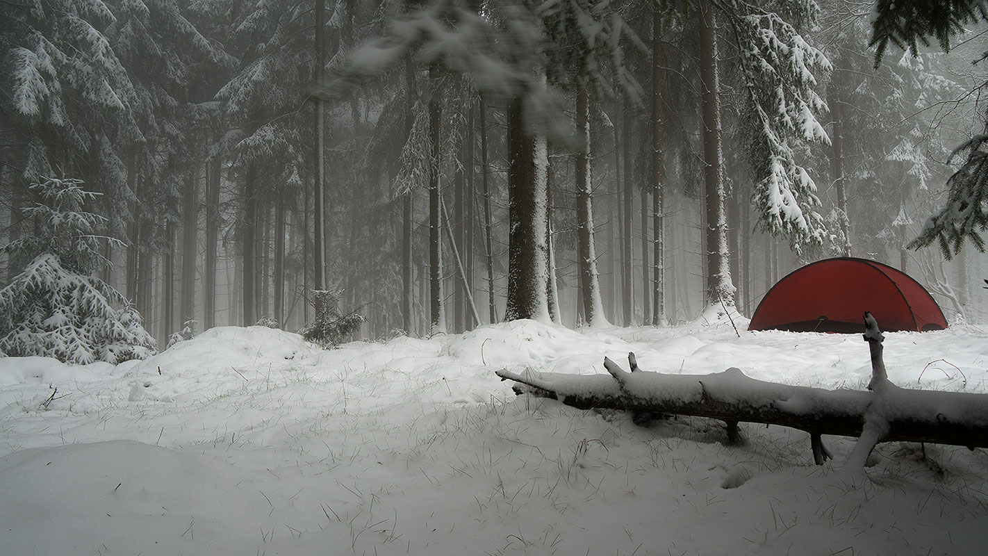 Hilleberg Niak Winter, Zelt im Wald