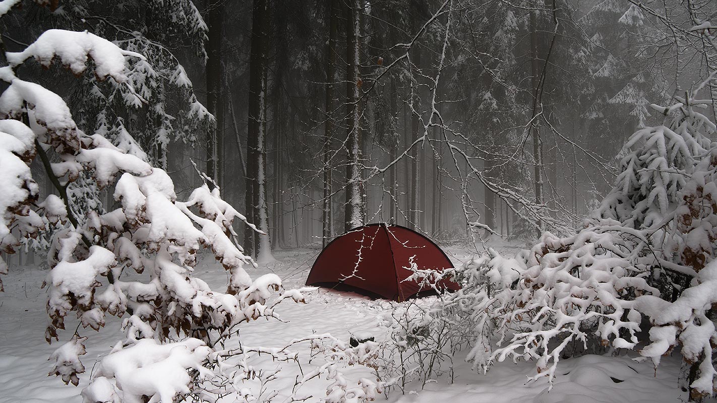 Hilleberg Niak Winter, Zelt im Wald